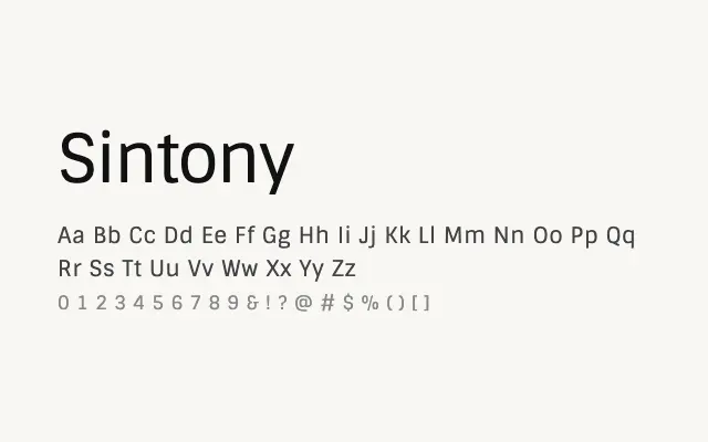 Sintony specimen from Google Fonts