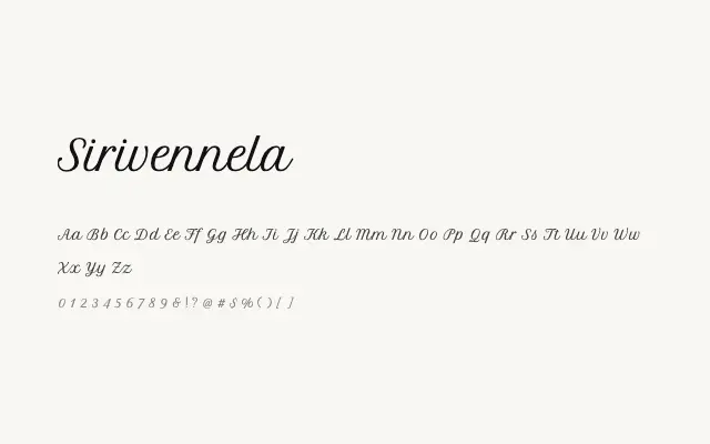 Sirivennela specimen from Google Fonts