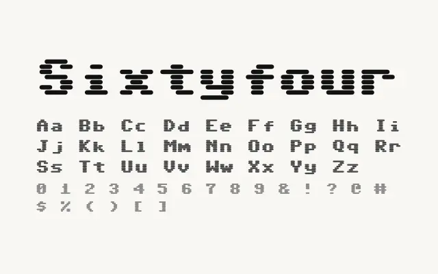 Sixtyfour specimen from Google Fonts