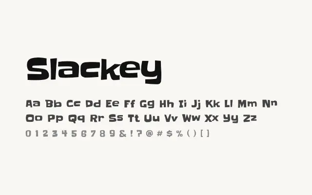 Slackey specimen from Google Fonts