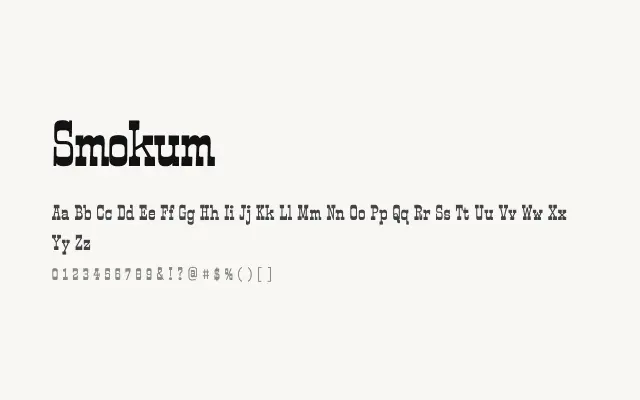 Smokum specimen from Google Fonts