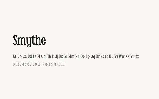 Smythe specimen from Google Fonts