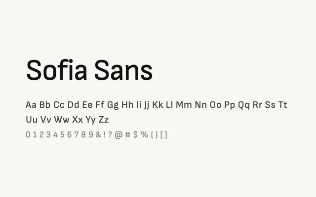 Sofia Sans specimen from Google Fonts