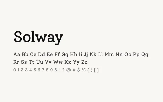 Solway specimen from Google Fonts