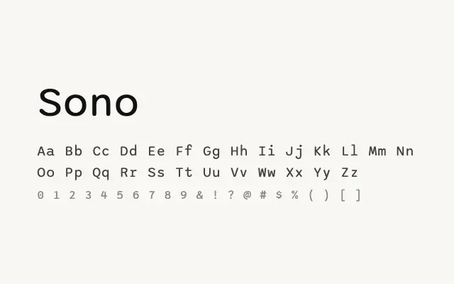 Sono specimen from Google Fonts