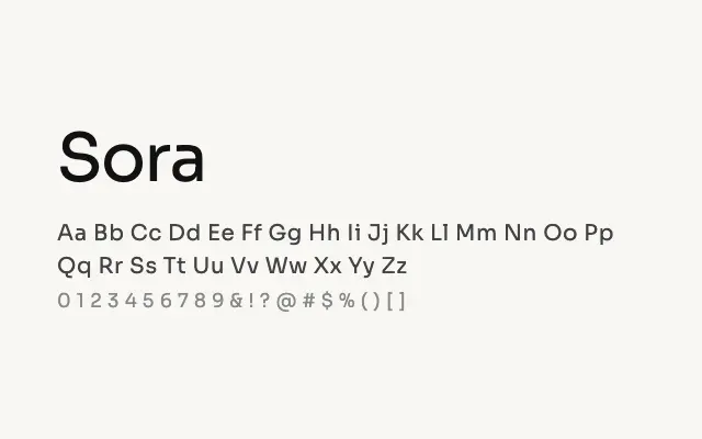 Sora specimen from Google Fonts