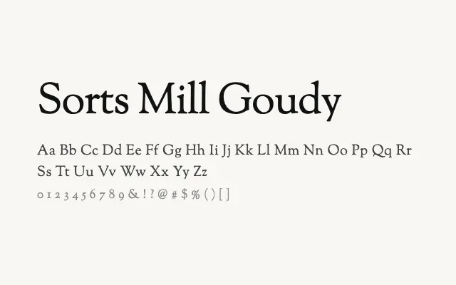Sorts Mill Goudy specimen from Google Fonts