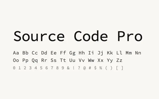 Source Code Pro specimen from Google Fonts