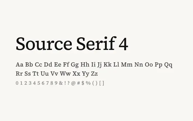 Source Serif 4 specimen from Google Fonts