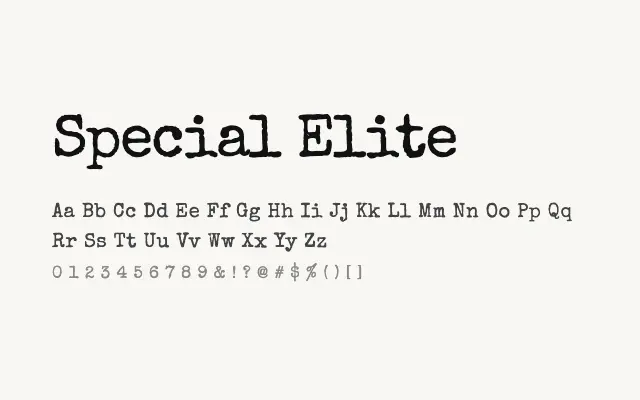 Special Elite specimen from Google Fonts
