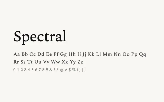 Spectral specimen from Google Fonts
