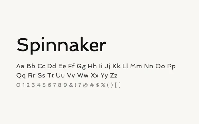 Spinnaker specimen from Google Fonts