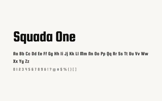 Squada One specimen from Google Fonts