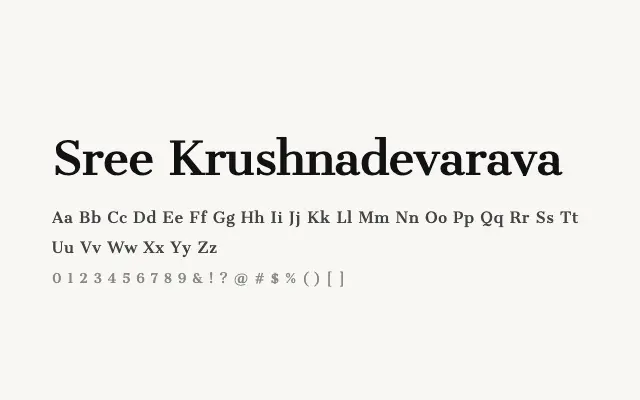 Sree Krushnadevaraya specimen from Google Fonts