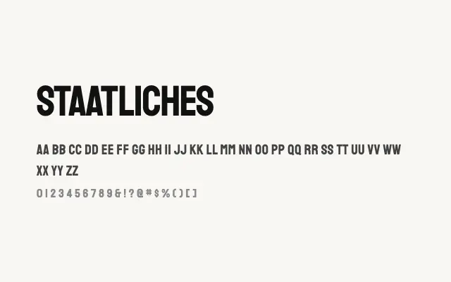 Staatliches specimen from Google Fonts