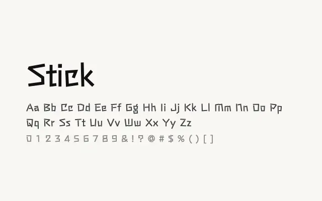Stick specimen from Google Fonts