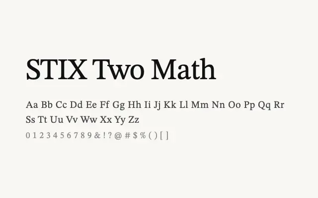 STIX Two Math specimen from Google Fonts