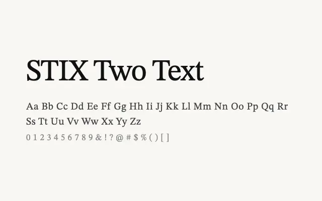 STIX Two Text specimen from Google Fonts