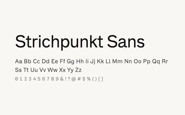 Strichpunkt Sans specimen from Google Fonts
