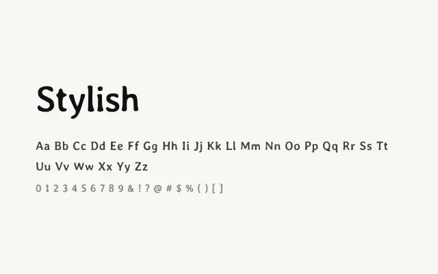 Stylish specimen from Google Fonts