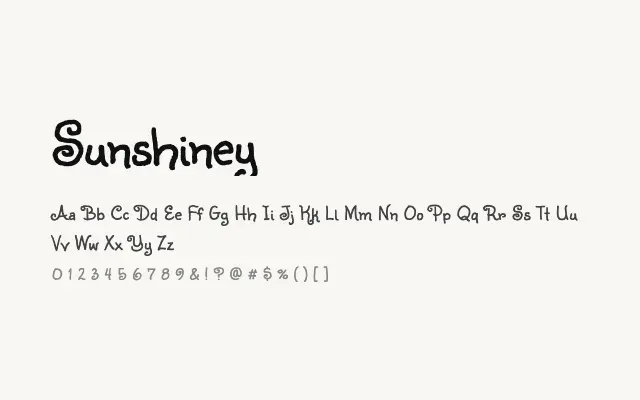 Sunshiney specimen from Google Fonts