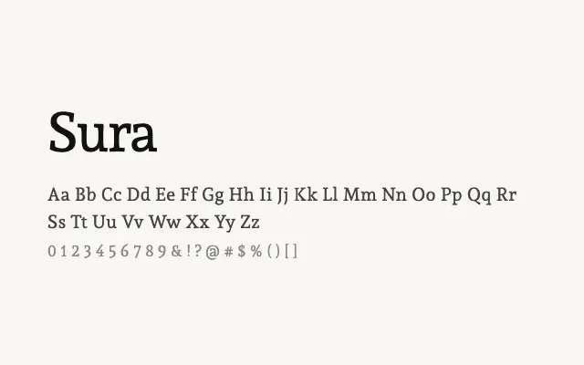 Sura specimen from Google Fonts