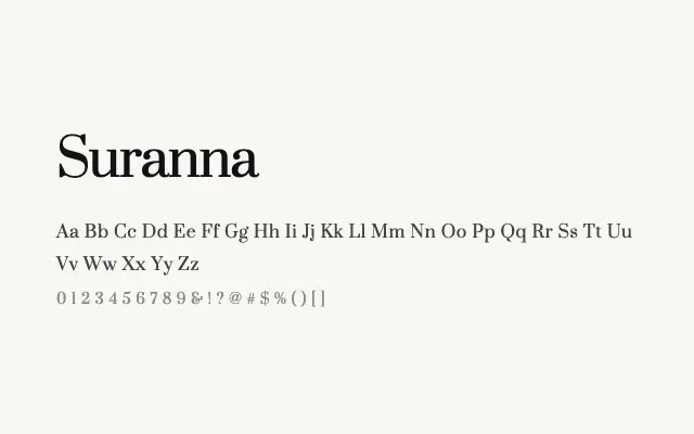 Suranna specimen from Google Fonts