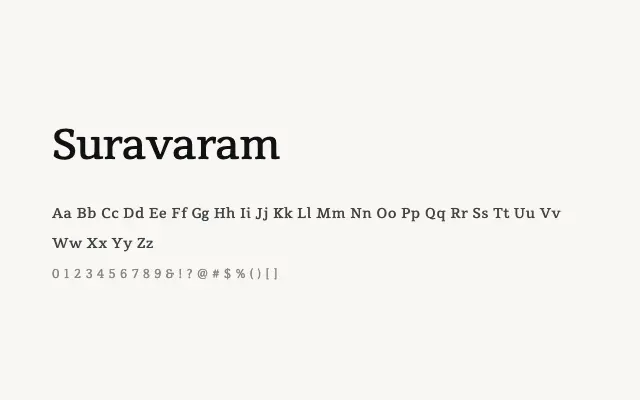 Suravaram specimen from Google Fonts