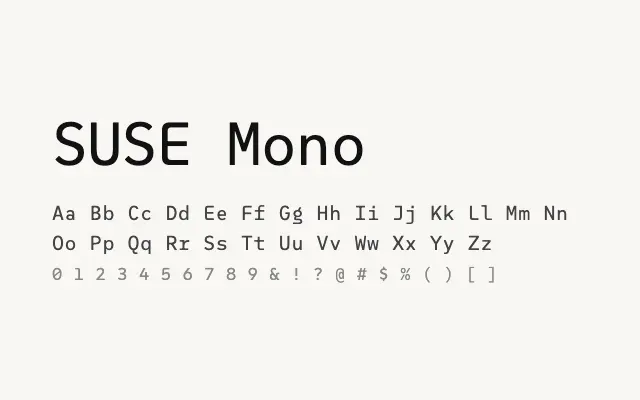 SUSE Mono specimen from Google Fonts