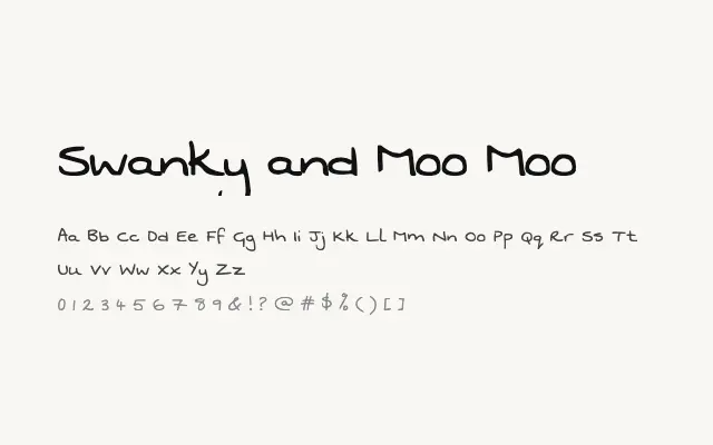 Swanky and Moo Moo specimen from Google Fonts