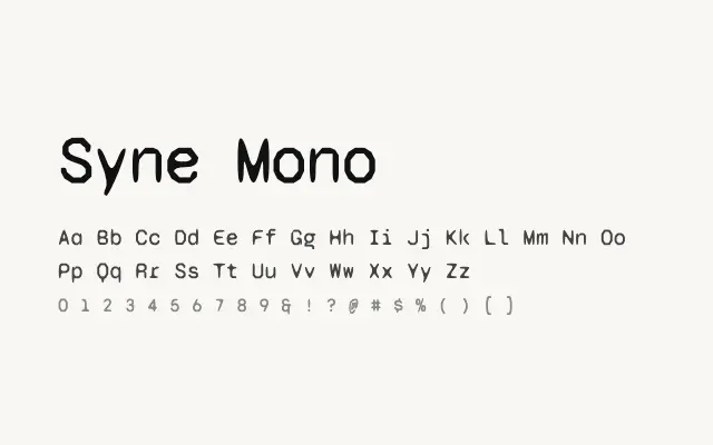 Syne Mono specimen from Google Fonts