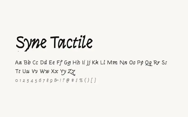 Syne Tactile specimen from Google Fonts