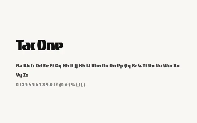 Tac One specimen from Google Fonts