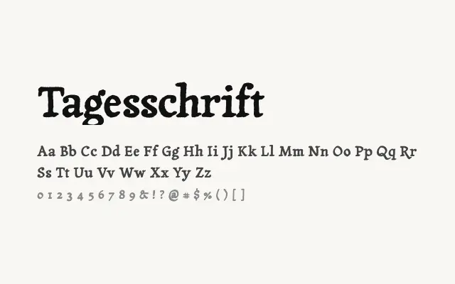 Tagesschrift specimen from Google Fonts