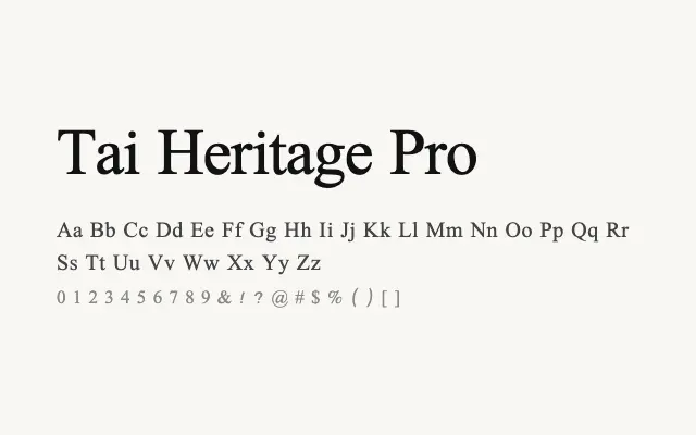 Tai Heritage Pro specimen from Google Fonts