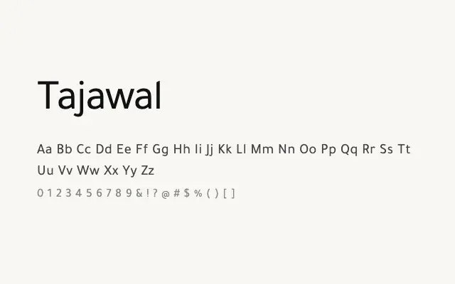 Tajawal specimen from Google Fonts