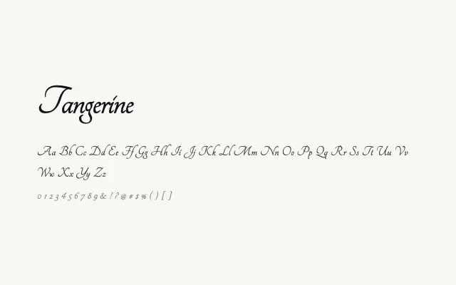 Tangerine specimen from Google Fonts