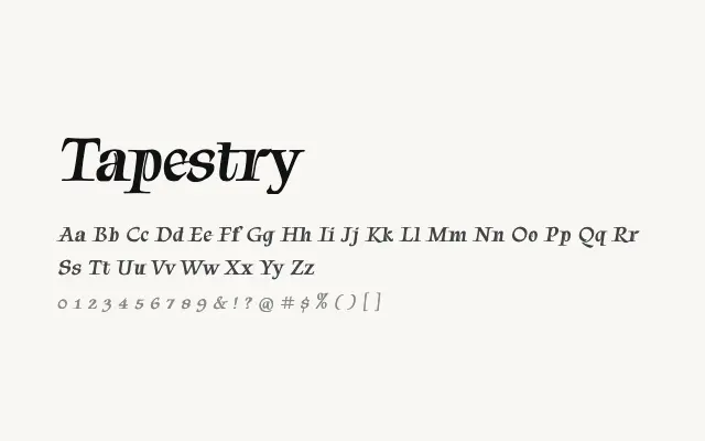 Tapestry specimen from Google Fonts