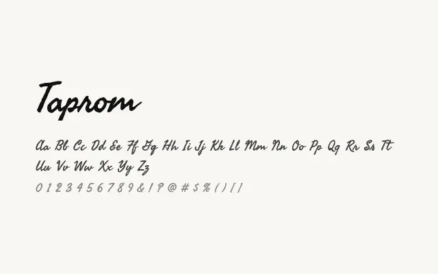 Taprom specimen from Google Fonts