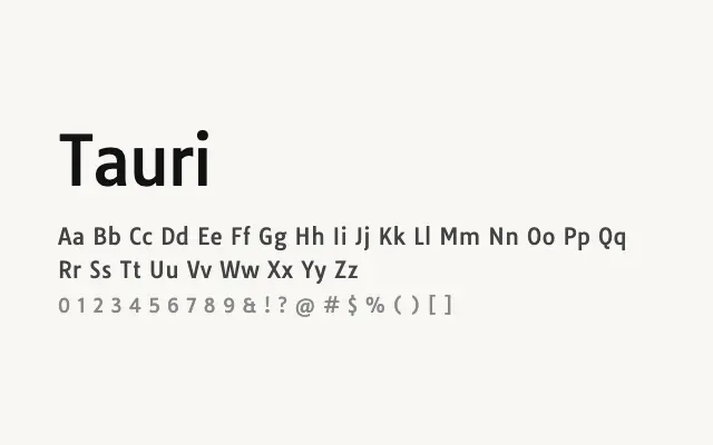 Tauri specimen from Google Fonts