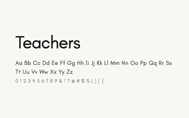 Teachers specimen from Google Fonts