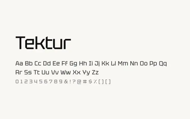 Tektur specimen from Google Fonts