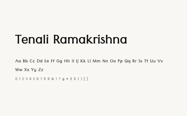 Tenali Ramakrishna specimen from Google Fonts