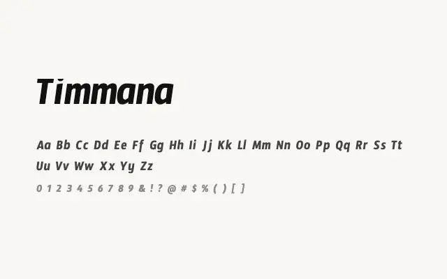 Timmana specimen from Google Fonts