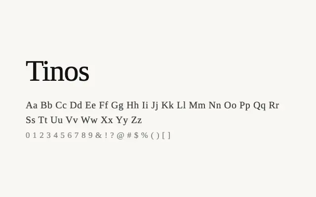 Tinos specimen from Google Fonts