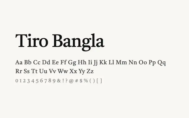 Tiro Bangla specimen from Google Fonts