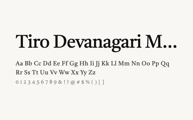 Tiro Devanagari Marathi specimen from Google Fonts