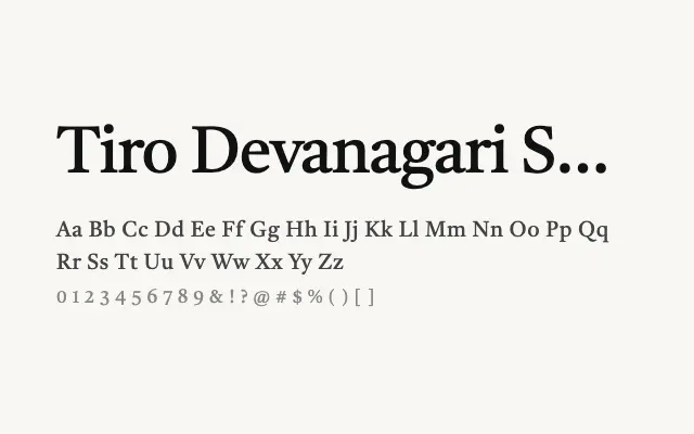Tiro Devanagari Sanskrit specimen from Google Fonts