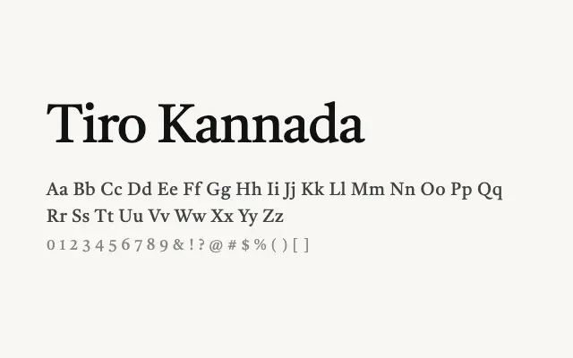Tiro Kannada specimen from Google Fonts