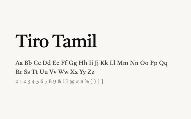 Tiro Tamil specimen from Google Fonts